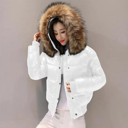 Big Real Raccoon Fur Hooded Short Coat Fluffy Puffer Jacket